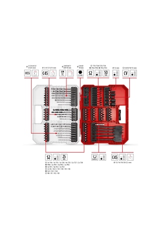 Einhell 95 Parça Darbeli Bits ve matkap ucu seti XL-Box - 49108798