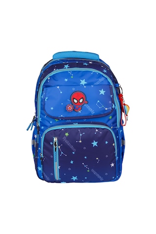 Relaxion Mavi Yıldız Desenli Su Geçirmez Astarlı Kumaş Okul Çanta Seti 3'lü 1390 MAvi