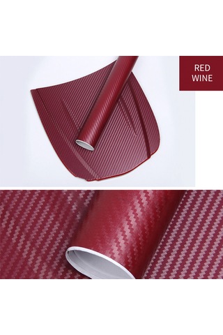 Dianziye Araba Pvc 3d Karbon Fiber Sticker, 70% Isı Yalıtımı, 127x10 Cm Bordo Rengi, Vücut Korozyon Ve Çizik Koruması, Dekoratif Film