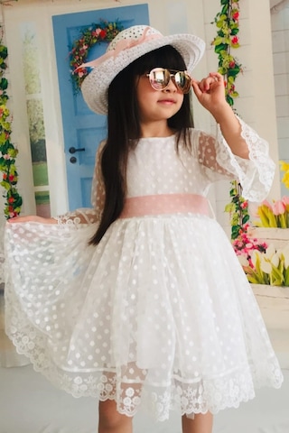 Mnk Baby & Kids Krem Şapkalı Dantelli Kız Çocuk Elbise 001
