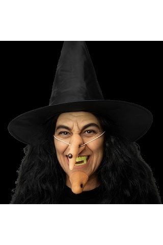Cadılar Bayramı Halloween Cadı Kostüm Seti Şapka Burun Çene Tırnaklar Ve Diş 14 Parça