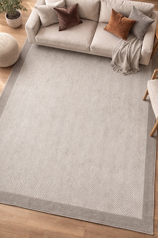 Mess Modern Dekoratif Yumuşak Dokulu Sisal Halı 3939 Krem Vizon Çok Renkli