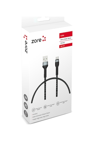 Mobilteam Siyah Shira Serisi Micro Usb Kablo 30 Cm