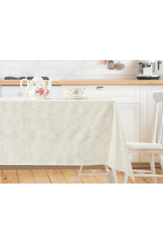 Madame Coco Roni Pvc Masa Örtüsü - Ekru - Bej - 140x140 Cm Maor0000000006140 X 140 Cm-ekru