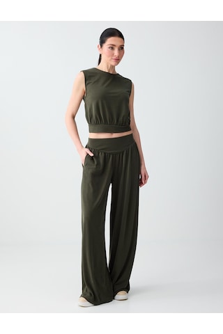 Jimmy Key Haki Yüksek Bel Bol Paça Cep Detaylı Jogger Pantolon 6sw115625312