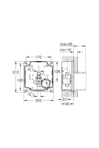 Grohe Rapido U Pisuar için Montaj Kutusu - 37338000 Mavi