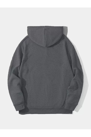 Snakewear Erkek Düz Kapüşonlu Sweat - Füme Füme