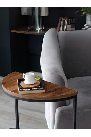 Lisa Metal Tekli Yan Sehpa Ceviz