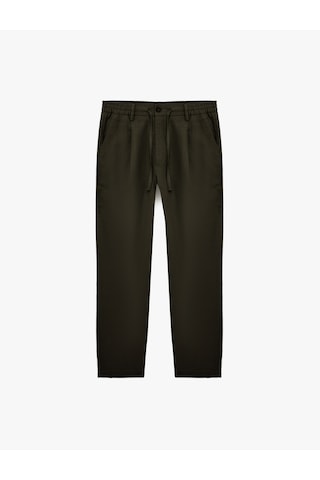 Koton Regular Fit Beli Lastikli Düğmeli Düz Paça Keten Karışımlı Chino Yazlık Pantolon Antrasit 6sam40003hw