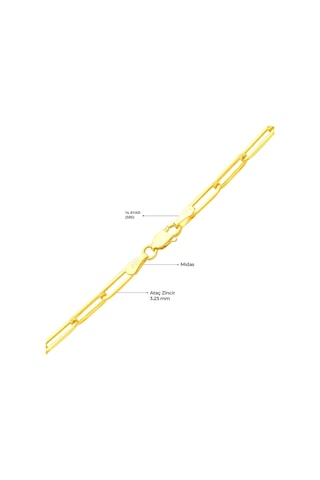 14 Ayar Paper Clip Altın Kolye-6627 Altın