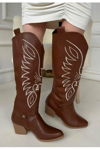 Jilla Taba Cilt Tak Çıkar Topuklu Bot Ve Çizme Taba1 Taba