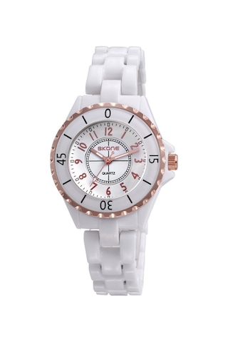 Kangvka Skone Kadınlar İçin Seramik Kordonlu Zamanlayıcı Kol Saati - Gülaltı Altın Beyaz Gösterge, Şık Ve Dayanıklı, Günlük Kullanım, Analog, Klasik Tasarım 5002 Gold