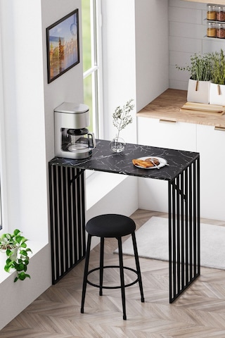 Prag Bar Taburesi , Mutfak Taburesi, Balkon, Bahçe Taburesi, Sandalyesi Siyah Kumaş