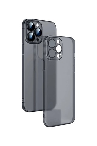 Ally Apple iPhone Uyumlu 13 Pro Max 6.7inch Frosted Glass Şeffaf Kamera Korumalı Kılıf- 5775 Siyah