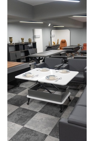 5 Kademeli Tekerli Akıllı Sehpa Antrasit - Beyaz