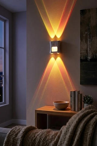Duvar Dekorasyon Lambası Aplik Hareket Sensörlü 16 Renk Seçenekli Rgb Şarjlı Atmosfer Aydınlatma Beyaz