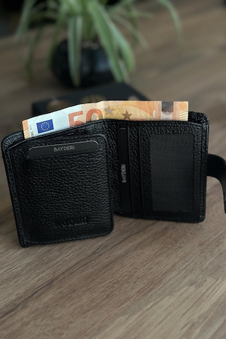 Bayderi Mecak Hakiki Deri Cüzdan Kartlık-3505 Siyah