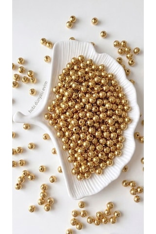 100 Gram - İnci Boncuk - 10 Mm Renk : Gold