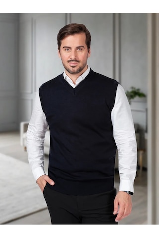 Rew Mark Düz Renkli Yün Yelek 46449426 Mavi