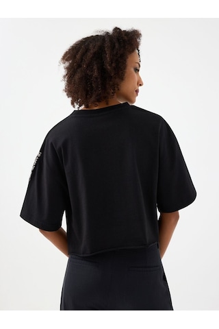 LOFT Crop Kadın Tshirt K.kol Lf2040257 Q1.v1 Siyah
