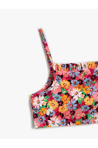 Koton Çiçekli Crop Bluz Askılı Pembe Desenli 2skg60002ew Pembe