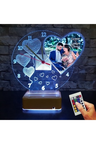 14 Şubat 3D Resimli 16 Renkli Led Lamba Sevgiliye Hediye