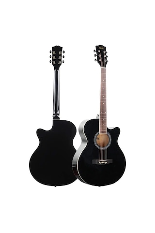 Midex XC-200BK Kesik Kasa Siyah Akustik Gitar 4/4 Yetişkin Üst Segment (Gigbag Çanta Tuner Capo Askı Pena)