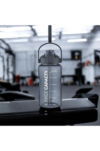 Suluk Sporcu Matarası 1.5 L Pipetli, Sızdırmaz,taşınabilir, Kilitli Kapak, Ölçü Göstergeli - Gri Gri