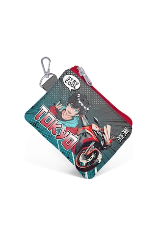 Coral High Kids Gri Nefti Anime Motorsiklet Desenli Bozuk Para Çantası 21893 Çok Renkli