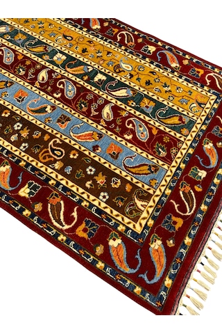 El Dokuma Sıfır Sivas Şal Halısı 123x187 Kök Boya %100 Yün Renkli Halı