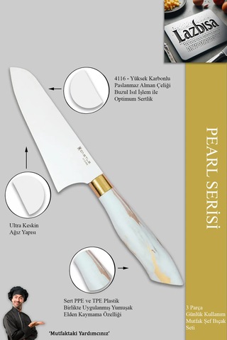 Pearl Serisi Serisi Mutfak Bıçak Et Sebze 3 Lü Şef Bıçağı Mft-123