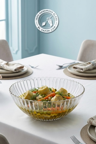 Glamis Selen Concept Çuha Model El Yapımı Cam Salata Ve Sunum Kasesi Şeffaf