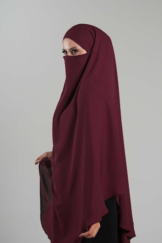 Hürrem Bone Bordo Pratik Hazır Geçmeli Tesettür Eşarp Krep Bağcıklı Sufle Hijab 2313 16 Bordo