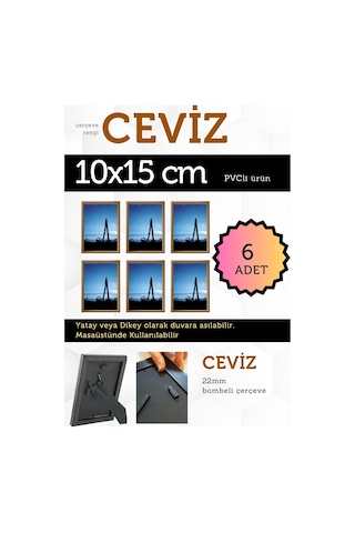 Ceviz-6 Adet Pvc Li 10x15 Cm 22mm Bombeli Çerçeve Fotoğraf Resim Çerçevesi Ayaklı Veya Duvara Asma Yatay-dikey 39365720