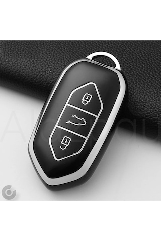 Togg T10x T10f Uyumlu Tpu Anahtar Kılıfı Siyah Gümüş