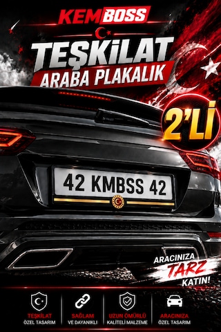 Kemboss Teşkilat Araba Plakalık 2'li Set - Universal Oto Plakalık Dayanıklı Araç Plaka Çerçevesi Özel Tasarım