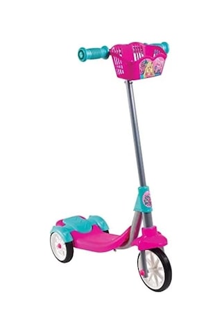 Frenli Sepetli Pembe Çocuk Scooter, 3 Tekerlekli Güvenli Tasarım Açık Füme - Füme - Kahverengi