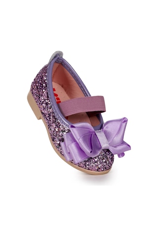 Kiko Kids Panı Fiyonk Lastikli Kız Bebek Babet Ayakkabı Lila Lila