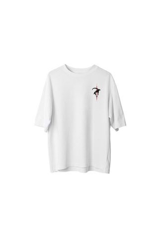 Themgscollective The Mgs Collective Türk Bodun Oversize Baskılı Unisex Siyah T-shirt Beyaz