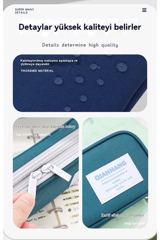 Basit Büyük Kapasiteli Çift Katmanlı Fermuarlı Öğrenci Kalem Kutusu Bordo