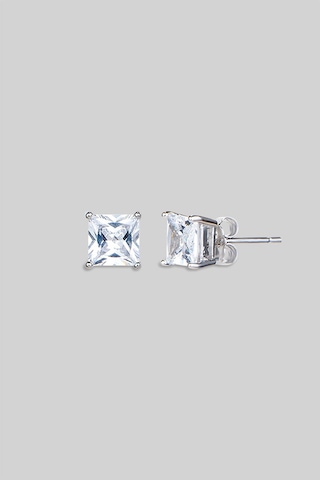 So Chic Prenses Kesim 5 Mm 18 Ayar Beyaz Altın Kaplama Tektaş Gümüş Küpe So Chic Prenses Kesim 5 Mm 18 Ayar Beyaz Altın Kaplama Tektaş Gümüş Küpe