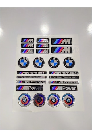 Bmw Sticker Seti Gümüş Mpower Mperformance 24 Parça