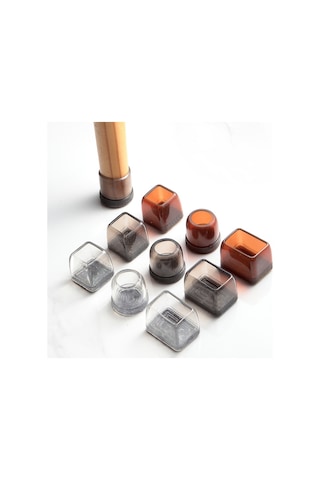 4 Adet / Takım Kalınlaşmış Aşınmaya Dayanıklı Masa Ve Sandalye Ayağı Ev Sessiz Kaymaz Tabure Ayak Koruyucu Kapakları, Stil: Mini Küçük Kare Açık Gri Diğer