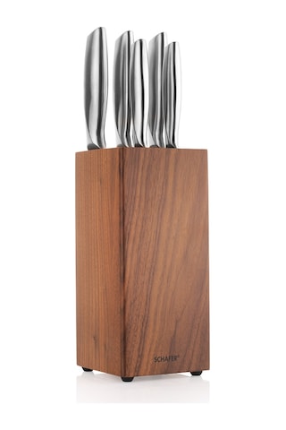 Schafer Solide Ahşap Bıçak Seti 6 Parça-kahverengi02