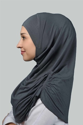 Altobeh Hazır Türban Büzgülü Pileli Pratik Eşarp Tesettür Hijab - Namaz Örtüsü - Füme