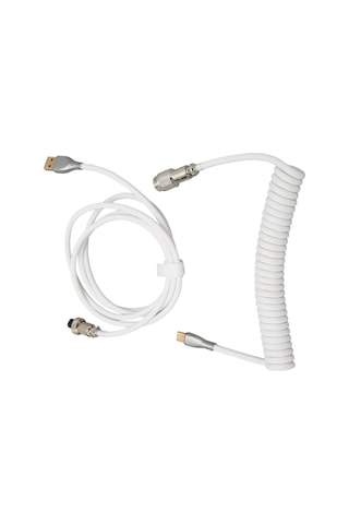 Springsun Mekanik Klavye İçin Çift Kılıflı Usb-c To Usb-a Kablosu, Hızlı Şarj Ve Geniş Uyumlu, Gömülü Metal Pilota Ve Kilitleme Yüzüğü - Beyaz