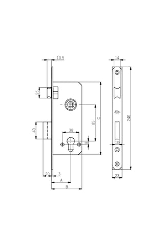 İto Ahşap - Demir Kapı Kilitleri, 755/ Rk40 Silindirli, Barelli