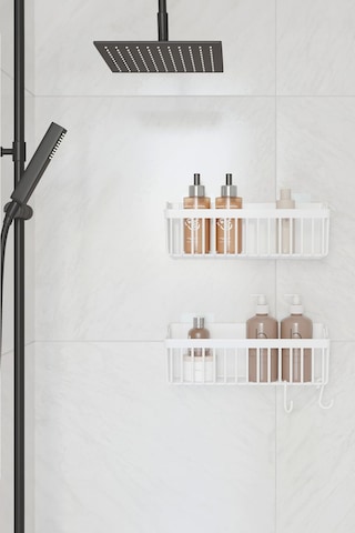 Ata Home Banyor Yapışkanlı Banyo Rafı, 2'li Banyo Düzenleyici Org Beyaz