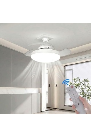 Dolunay Fanlı Led Ampul - 72w 7850 Lümen - 3 Renk Yanma Modlu Beyaz, Gün Işığı, Natural - Uzaktan Kumandalı, C Diğer