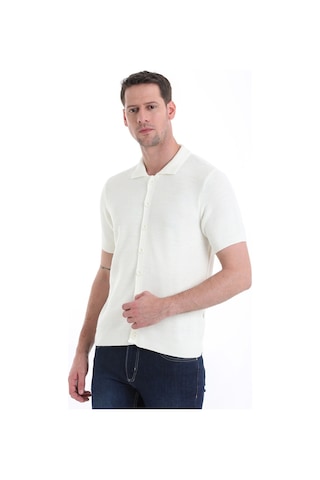 Hatemoğlu Regular Fit Düz Düğmeli Kısa Kollu Triko Hırka 34162024c001 048 - Ekru